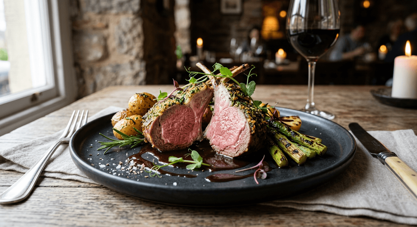 The Ship Restaurant — herb-crusted rack of lamb, a house speciality